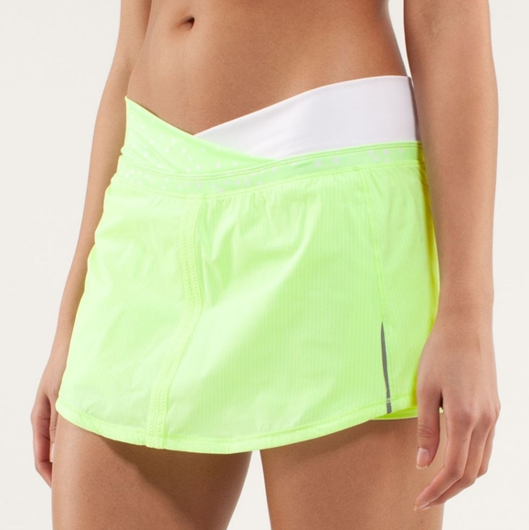 Lululemon Run: Pace Skirt Wagon Stripe Faded Zap / Petit Dot Faded Zap /… - Picture 1 of 16